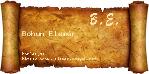 Bohun Elemér névjegykártya